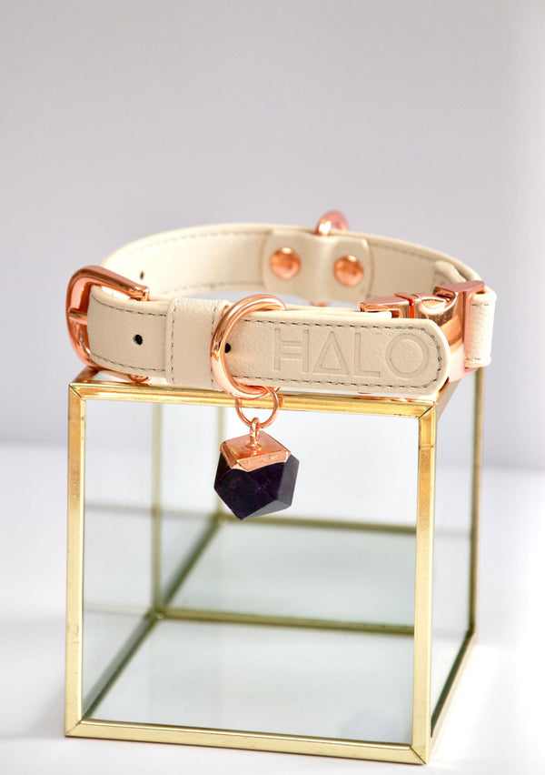 Halo Pet Crystal Royal Beige Crystal Collar™ with Amethyst