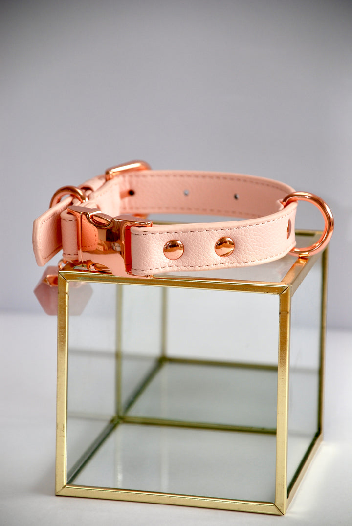 Halo Pet Crystal - Pink Champagne Crystal Collar™ with Rose Quartz Side