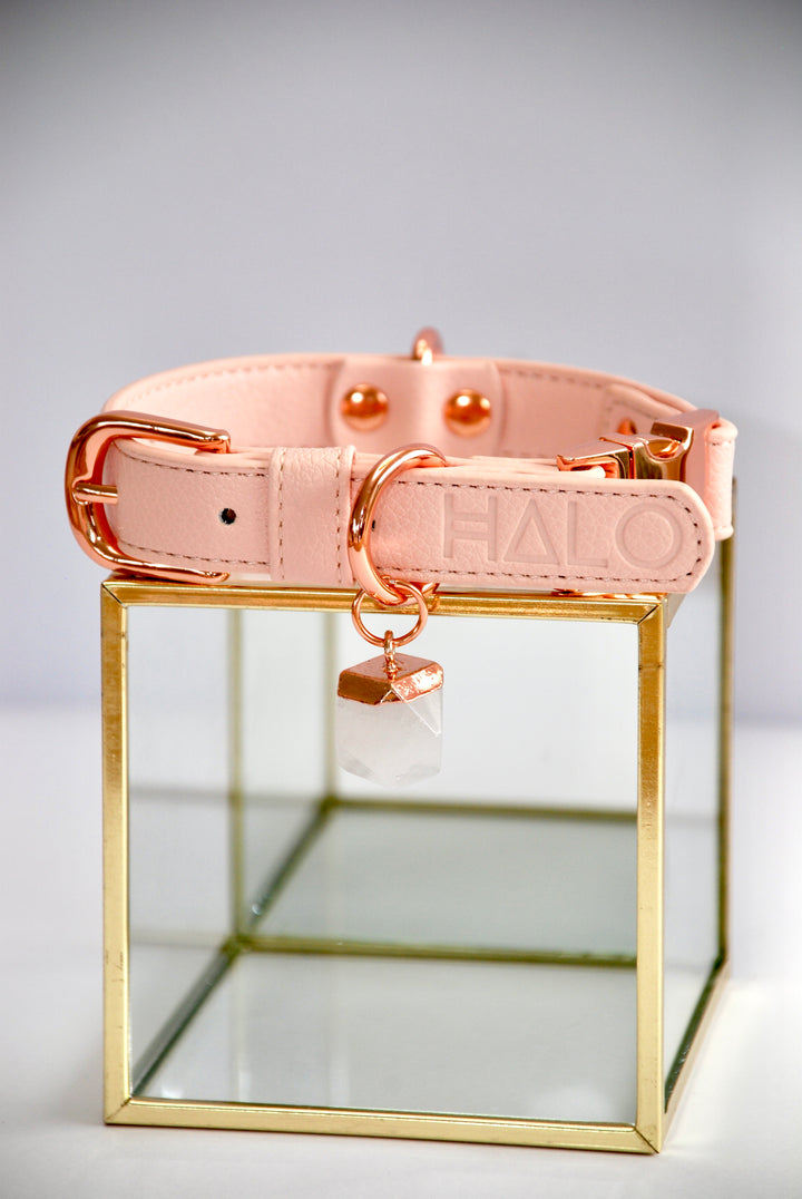Halo Pet Crystal Pink Champagne Crystal Collar™ with Clear Quartz