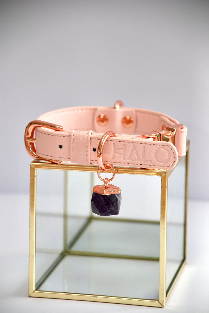 Halo Pet Crystal Pink Champagne Crystal Collar™ with Amethyst