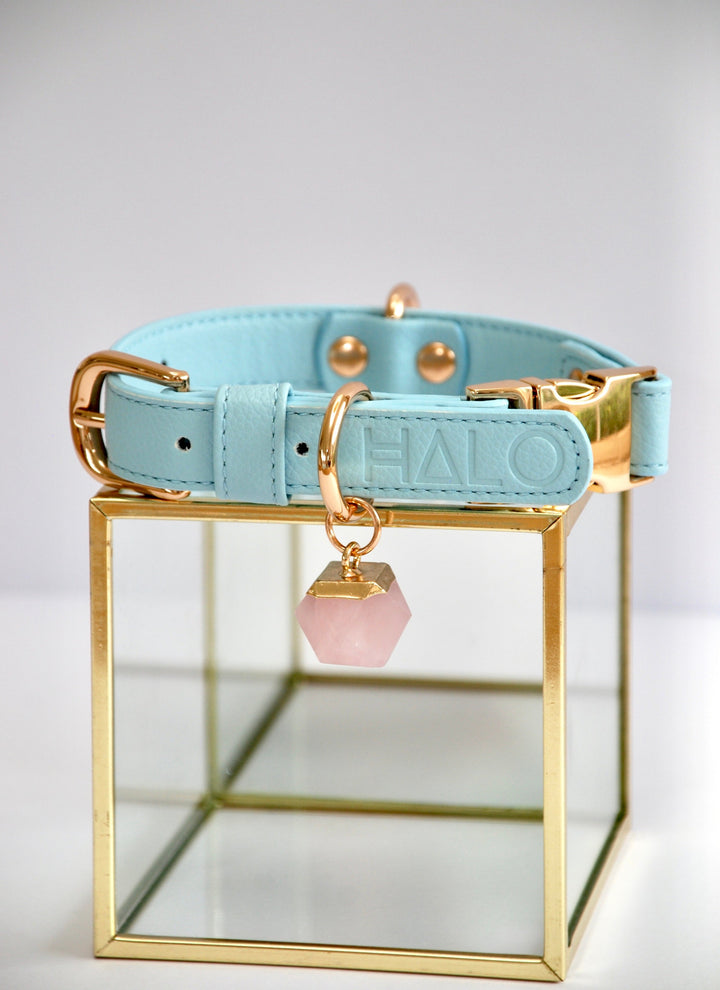 Halo Pet Crystal - Iced Aqua Crystal Set Edition™ with Rose Quartz